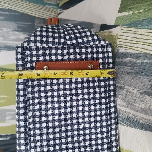 Dooney And Bourke Coated Cotton Gingham Hobo Shoulder Bag In Navy EUC - Picture 4 of 12